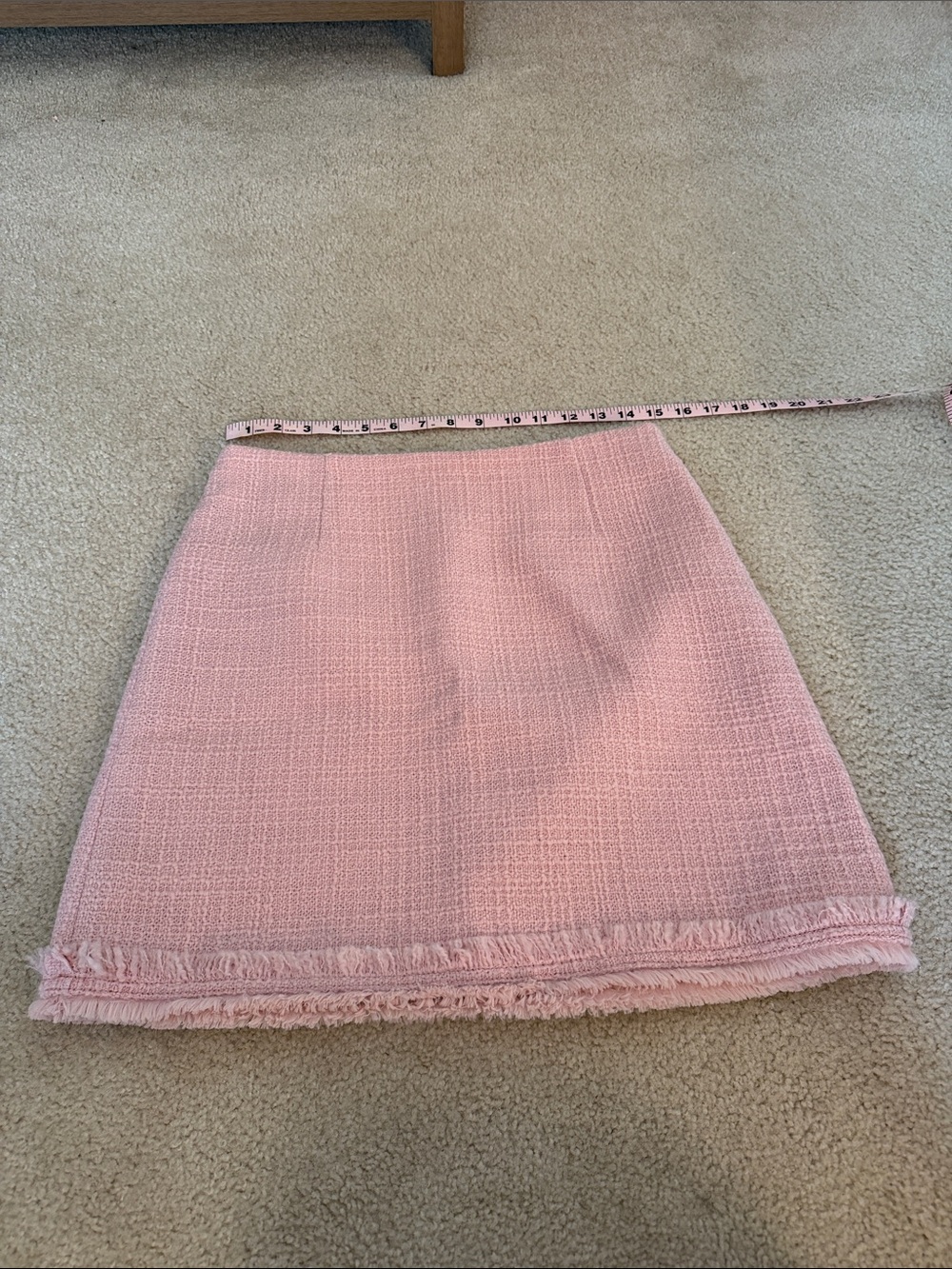 Tory Burch Pink Tweed Fringe A-Line Skirt